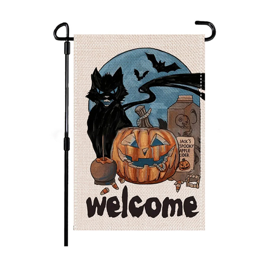Halloween Garden Decor Flag Cartoon Pumpkin Ghost Skull Pattern Decorative Flag For Indoor Outdoor 2025 Halloween Party Decors Lootquake LLC