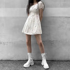 Women's Comfortable Solid Color Platform Boots, Fashion Lace Up Side Zipper Boots with Comfortable Design Lootquake LLC