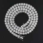 Hip Hop Jewelry Brass Setting CZ Tennis Chain Necklace Gold/Silver Color Iced Out AAAAA Cubic Zirconia Chain Lootquake LLC