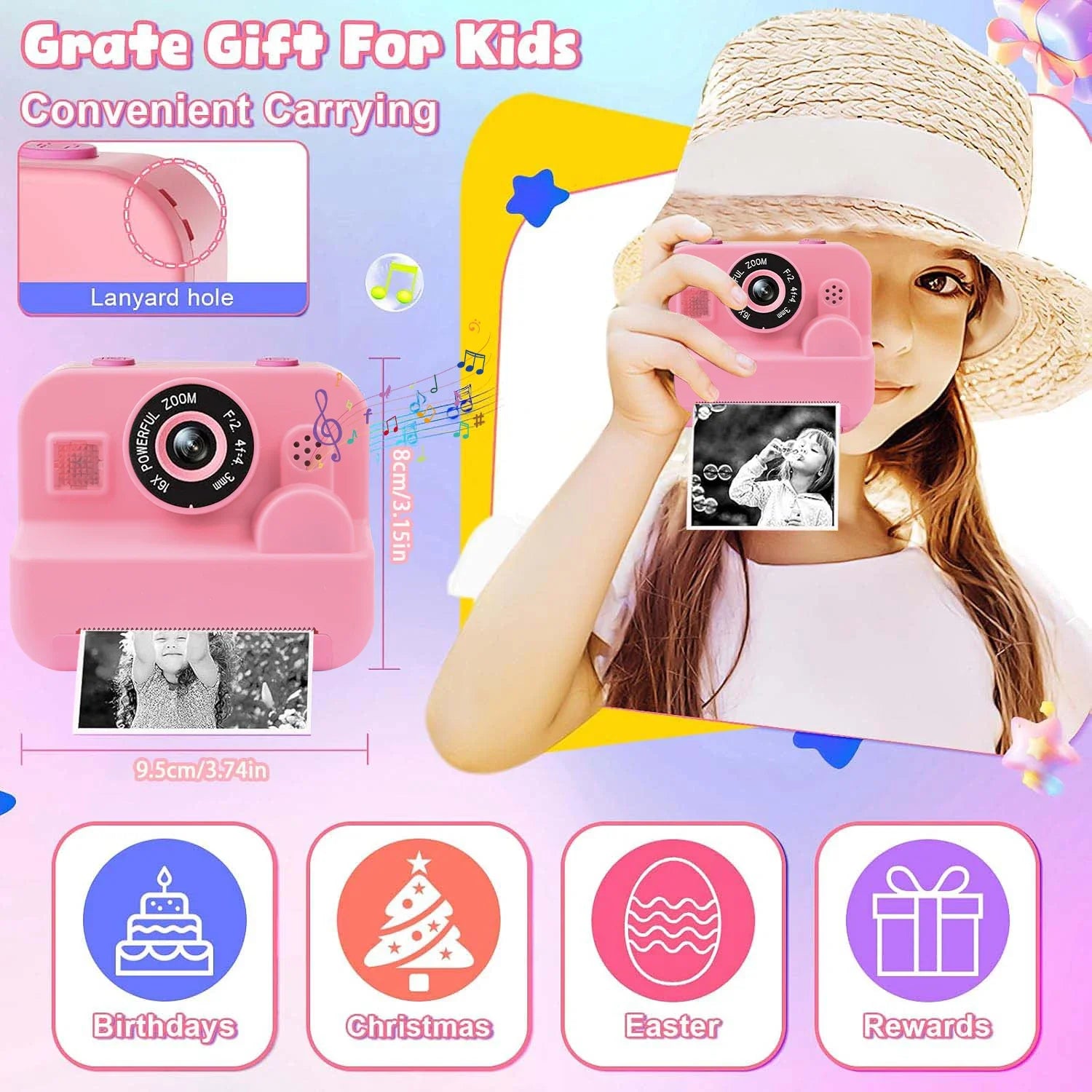 Instant Print Camera With 32G Card Thermal Photo Printing Digital Children Camera Video Photography Educational Toy Kids Gift Lootquake LLC