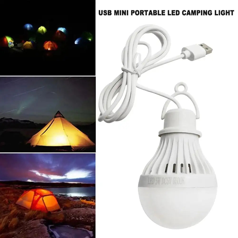 USB Light Bulb LED Camping Light Bulb Portable Camping Lantern Hanging Cord Tent Light for Camping Emergency Truck Fishing Boat