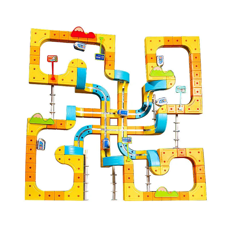 Hot Selling Magnetic Car Stem Racing Car Railtrack Set Montessori Motorized Train & Gravity Maze Toy Educational Gift For Kids Pi-Mart