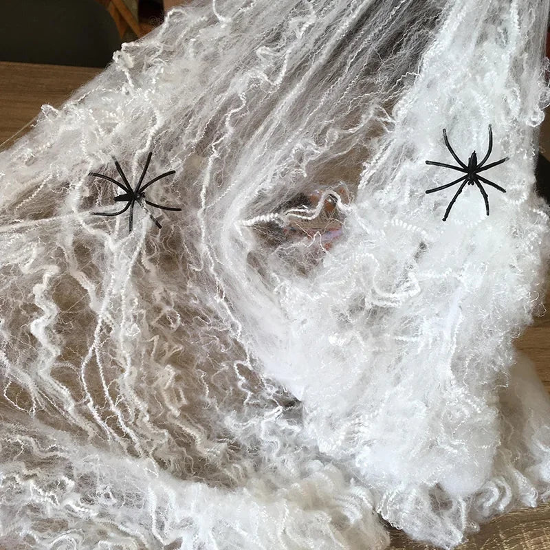 Halloween Decorations Artificial Spider Web Stretchy Cobweb Scary Party Halloween Decoration for Bar Haunted House Scene Props Lootquake LLC