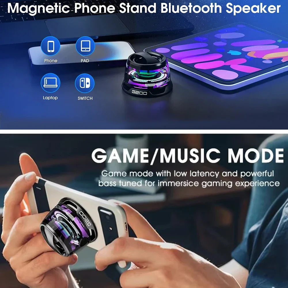 Mini Portable Bluetooth Speaker G200 RGB Color Light Magnetic Speaker BT5.3 Small Sound Box Phone Holder Wireless Loudspeaker Lootquake LLC