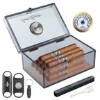 Scotte Cigar Case Humidors Acrylic Cigar Box Hygrometer Humidifier Hold 20 Cigars Include Cigar Cutters Cigar Punch Accessories Lootquake LLC