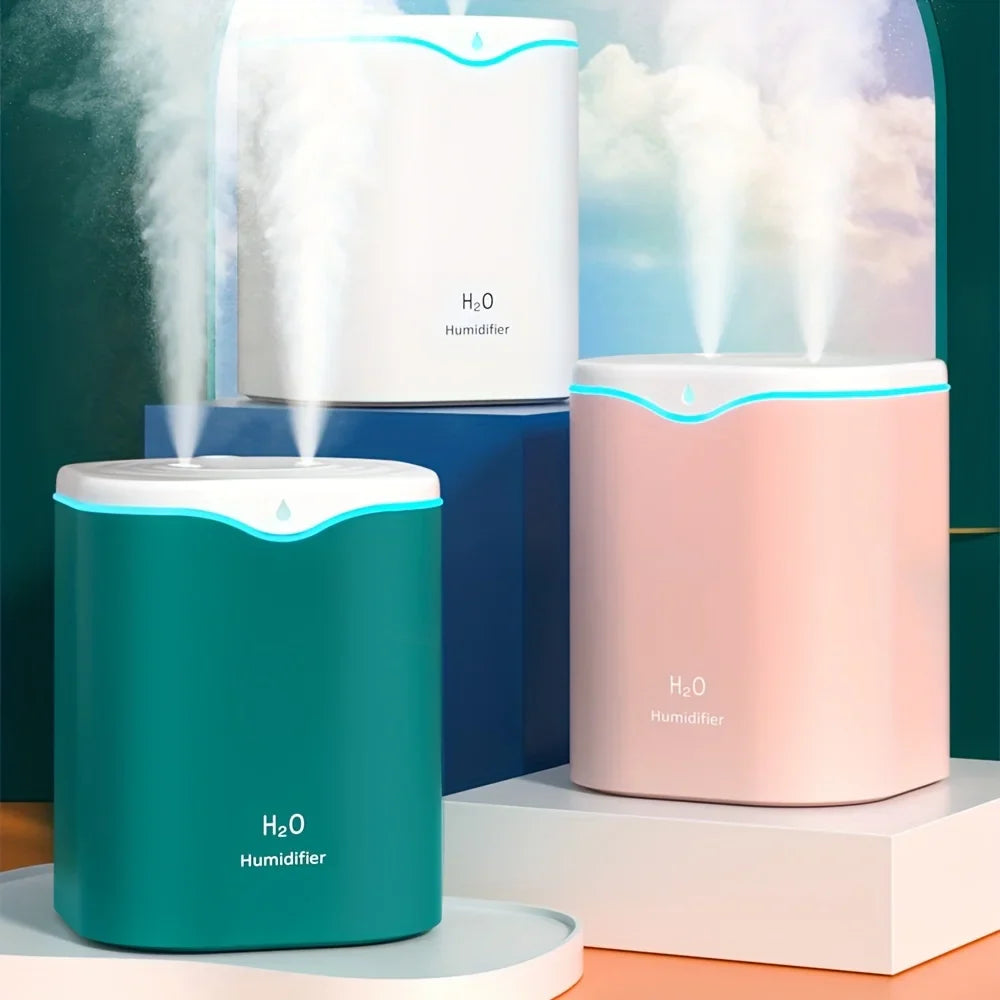 2000ml Air Humidifier Double spray Mist nozzle Cool Mist Large capacity Colorful Night Light usb H2O Air Diffuser Humidifier