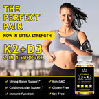 Vitamin D3 K2 Capsules Daily Supplement Natural Coconut Oil  Healthy Immune System Heart and Bones Vegetarian Supplements Lootquake LLC