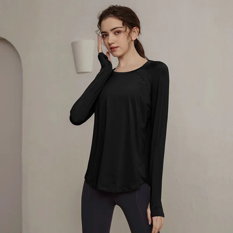 Long Sleeve Yogawear Blouse Workout Gym Clothing THRIXINE