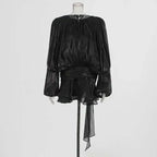 Women's A-Line Mini Dress with Long Sleeves & Empire Waist