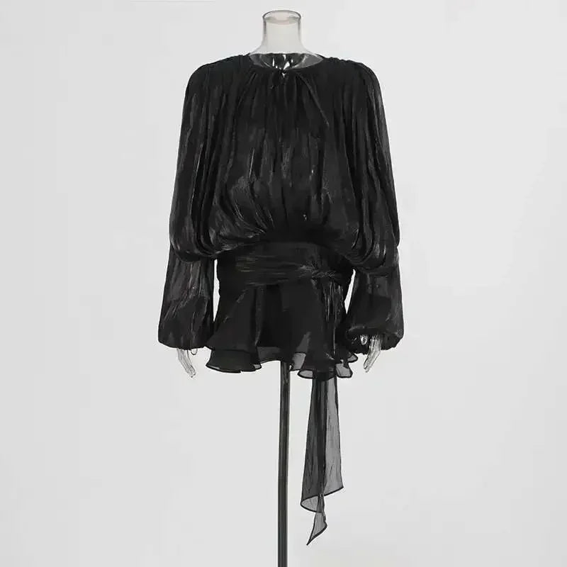 Women's A-Line Mini Dress with Long Sleeves & Empire Waist
