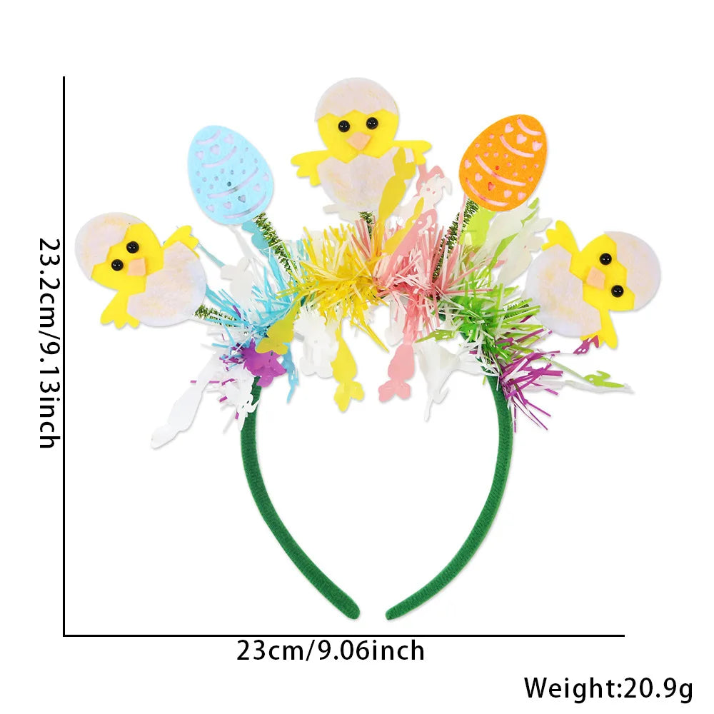 Easter Rabbit Headband with Colorful Egg Strip And Button Holiday Party Accessory Egg Chick Headdress for Easter Celebrations Lootquake LLC