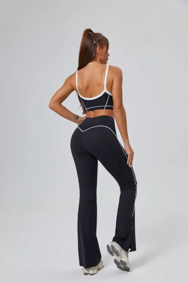 FlareLift Yoga Set: High-Waist Pants & Backless Bra THRIXINE