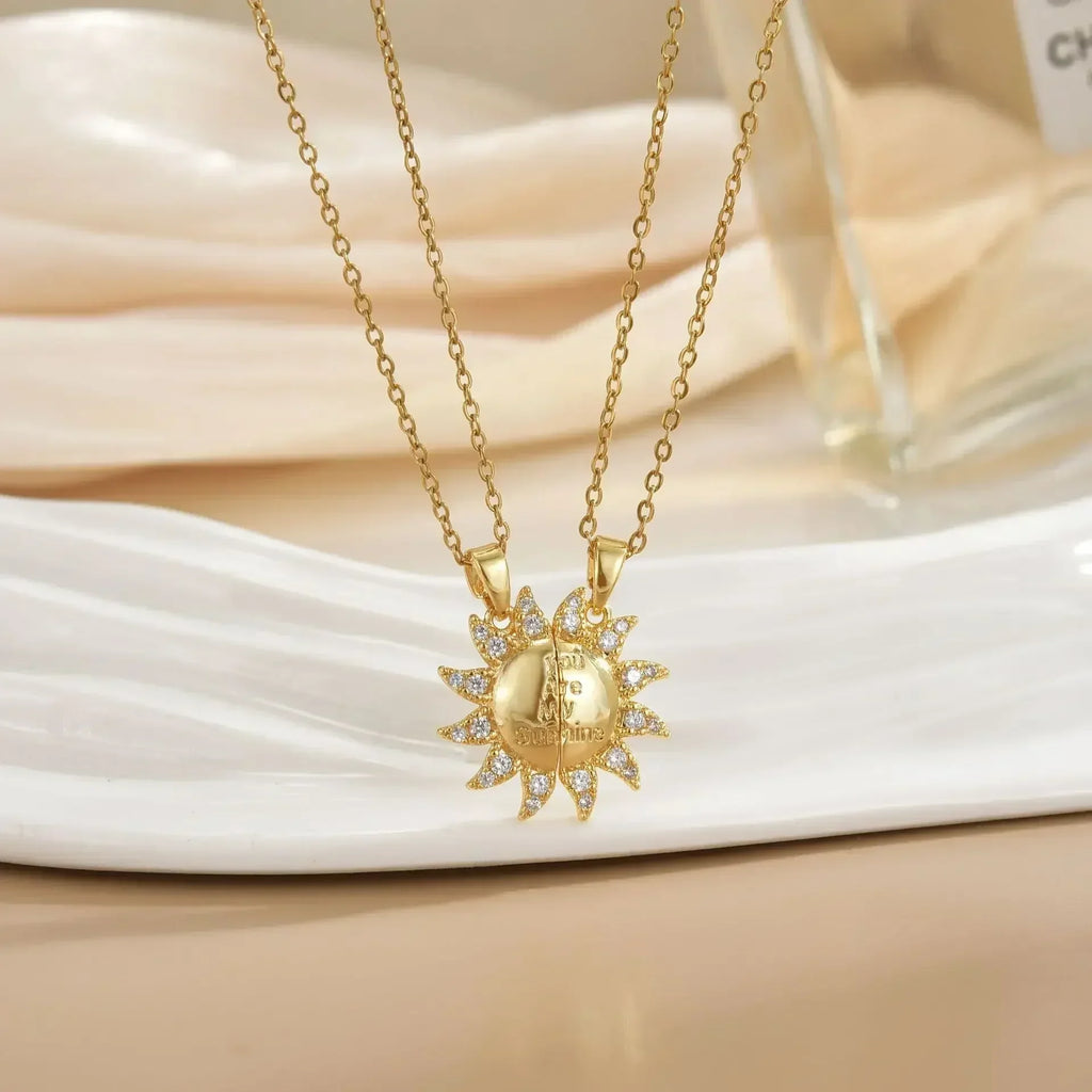 LATS New Stainless Steel Magnetic Sun Moon Couple Necklace Fashion Chain for Men and Women Good Friend Gifts Trend Jewelry