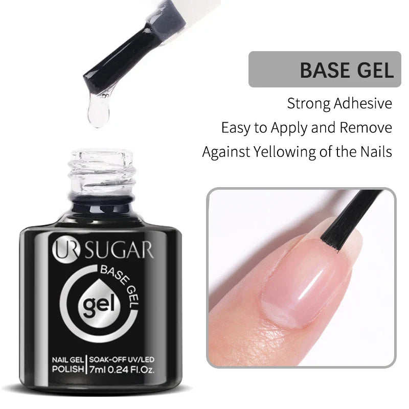 UR SUGAR Blue Color Rubber Base Gel Nail Polish Gold Glitter Base Gel Top Coat Soak Off UV LED Gel Nail Art Varnish Manicure Lootquake LLC