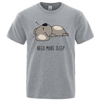 Need More Sleep Cartoons Bear Men Tshirt Street T-Shirts Hip Hop Unisex Tops Fashion Cotton Clothes Casual Breathable T Shirt