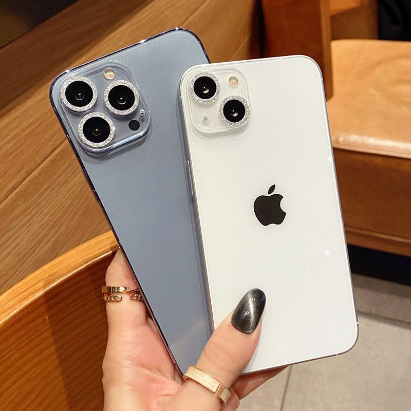 Glitter Full Cover Camera Lens Protector on For iPhone 12 13 11 Pro Max Mini 9H Tempered Glass Cover iPhone11 Camera Sticker Cap Lens Ring Cover Stevvex