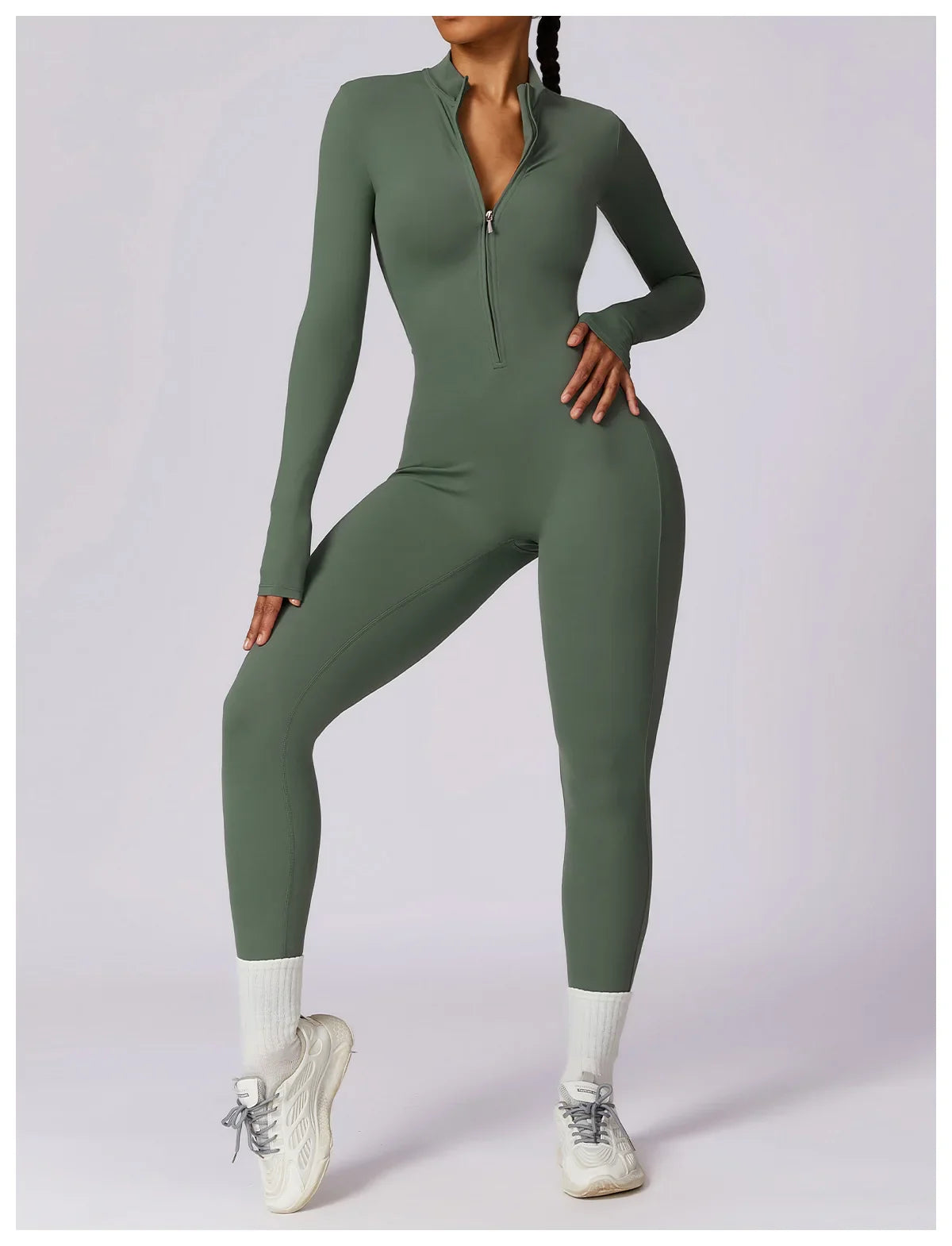 Yoga Jumpsuit Long Sleeved Zipper Rompers THRIXINE