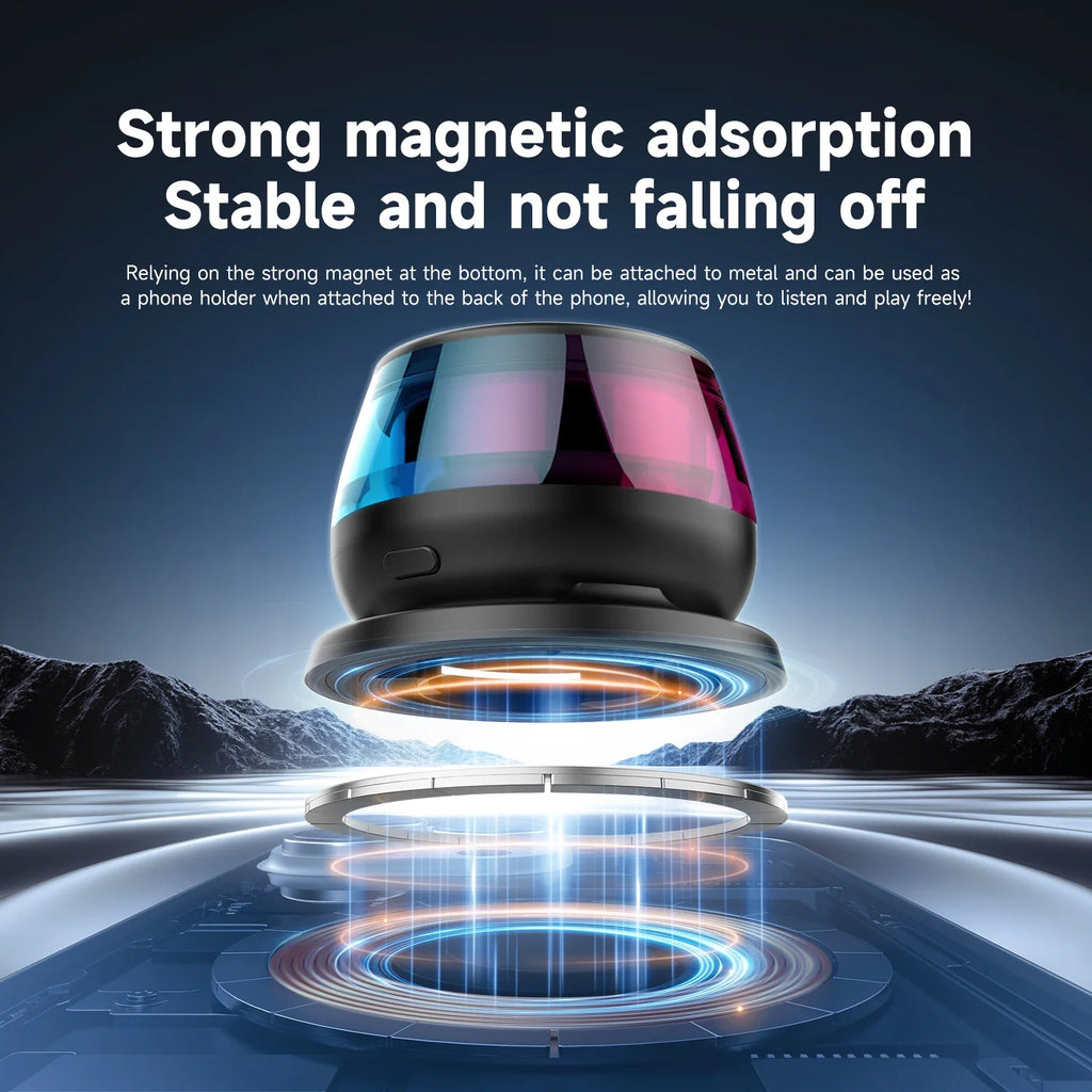 Wireless Bluetooth speaker Gift Magnetic bracket portable High-sound quality TWS interconnected LED color light mini speaker Lootquake LLC