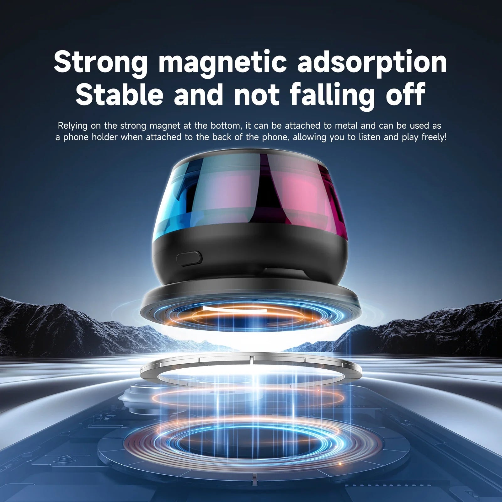 Wireless Bluetooth speaker Gift Magnetic bracket portable High-sound quality TWS interconnected LED color light mini speaker Lootquake LLC