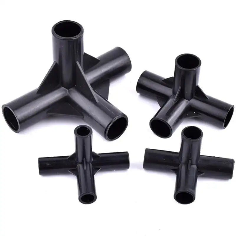 8/12/16/19mm Black PVC Pipe Fittings 4-way Connector Tent Wardrobe Fixed Fittings Plants Support Joint, DIY Shelf Tube Fittings