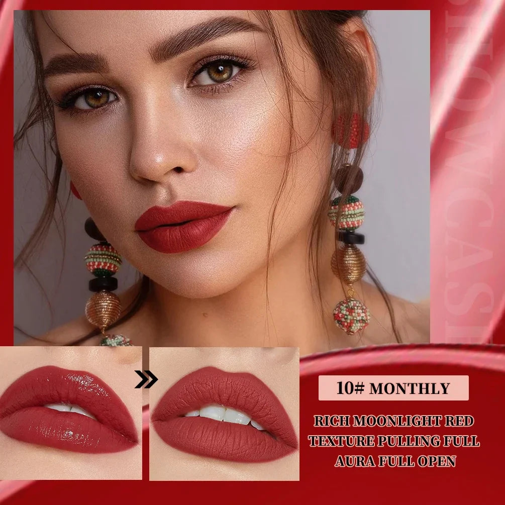QIBEST 10 Colors Nude Matte Liquid Lipstick Waterproof Silky Lip Gloss Non-Stick Cup Lasting Purple Red Lip Tint Durable Makeup Lootquake LLC