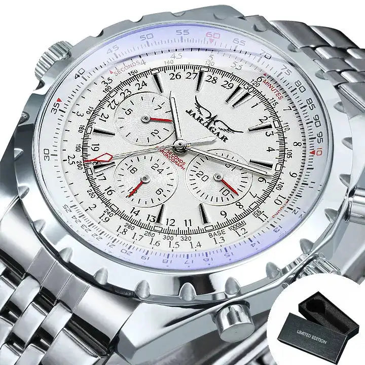 Jaragar Automatic Watch for Men Military Multifunction 3 Sub-Dials Sports Mechanical Watches Top Brand Luxury Leather Steel Band Lootquake LLC