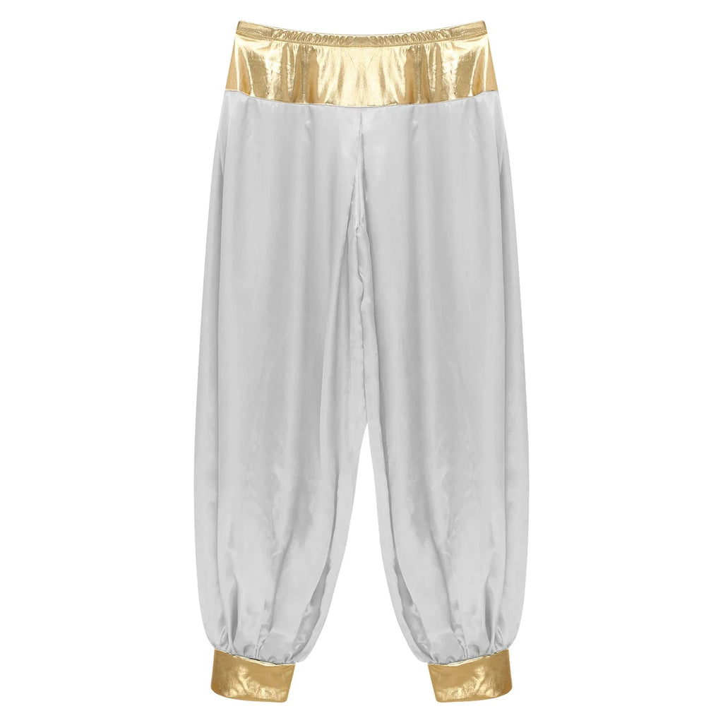 Halloween Men Arabian Indian Prince Cosplay Costume Stain Shiny Harem Trousers Arab Costume Carnival Dress Up Lantern Long Pants Lootquake LLC