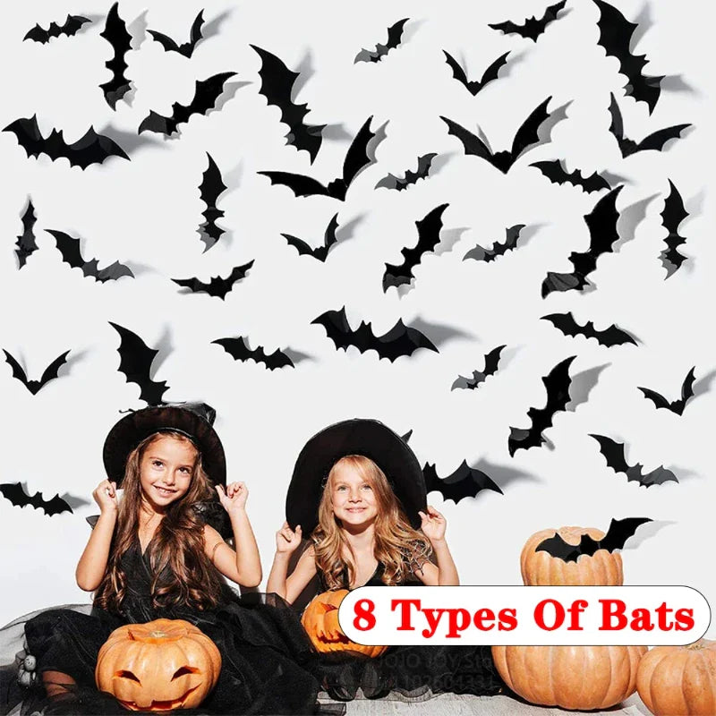Halloween Decoration 3D Black PVC Bat Halloween Party DIY Decor Wall Sticker Bar Room Halloween Party Scary Decos Props Lootquake LLC