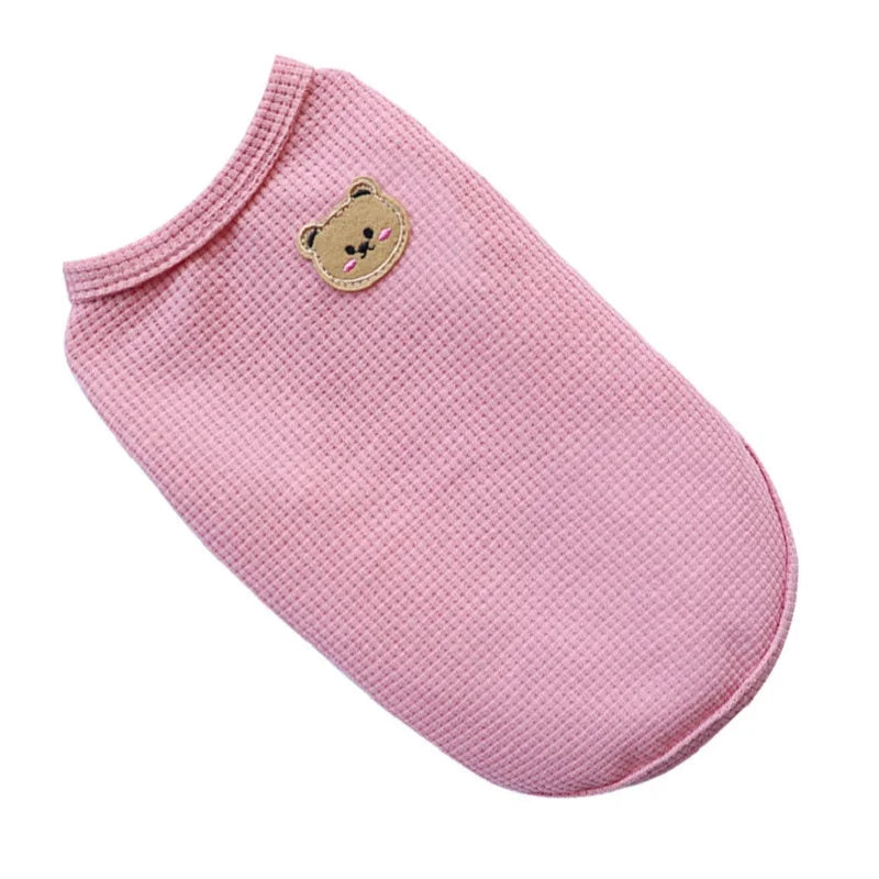 Pet Clothes Spring Summer Cat Dog T-shirt Breathable Waffle Vest Puppy Kitten Pet Supplies Chihuahua French Bulldog Clothing Pi-Mart