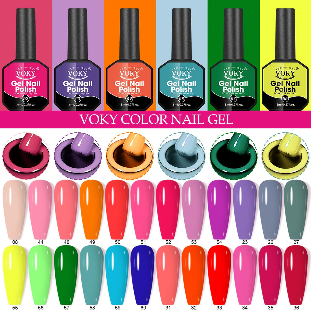 Gel Nail Polish Set, 9-piece, hypoallergenic, fragration-free, washable, advanced gel formulation for home nail and salon use