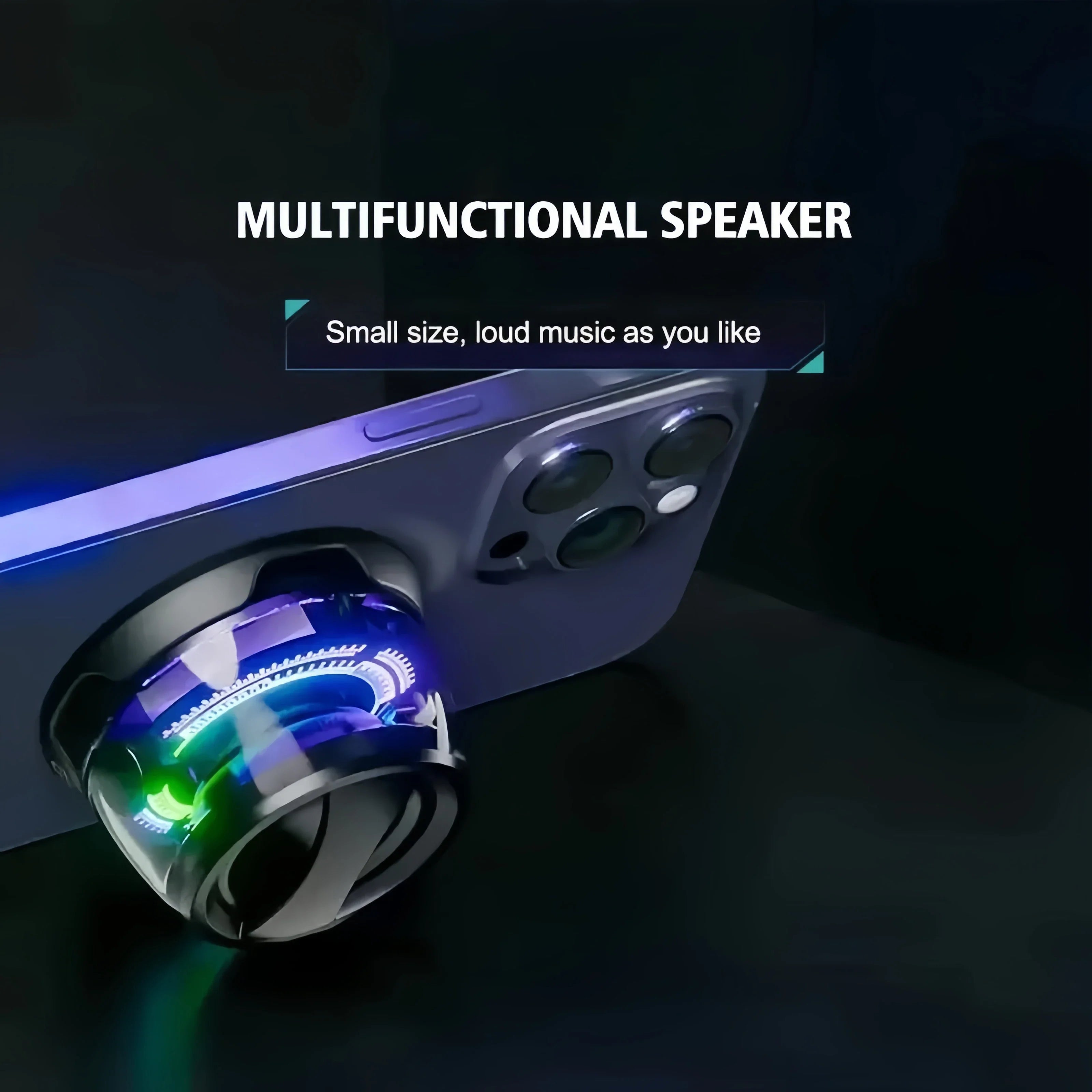 Outdoor Magnetic Bluetooth Speaker Wireless Portable Mini Travel Stereo Speaker with RGB Color Light and Phone Holder for IOS Lootquake LLC