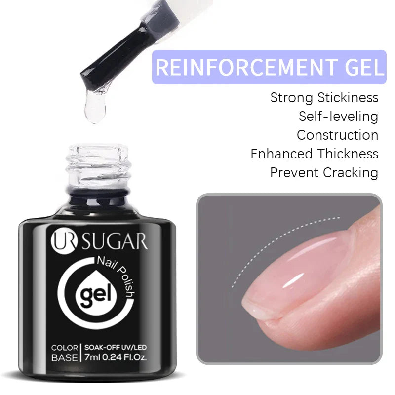 UR SUGAR Blue Color Rubber Base Gel Nail Polish Gold Glitter Base Gel Top Coat Soak Off UV LED Gel Nail Art Varnish Manicure Lootquake LLC