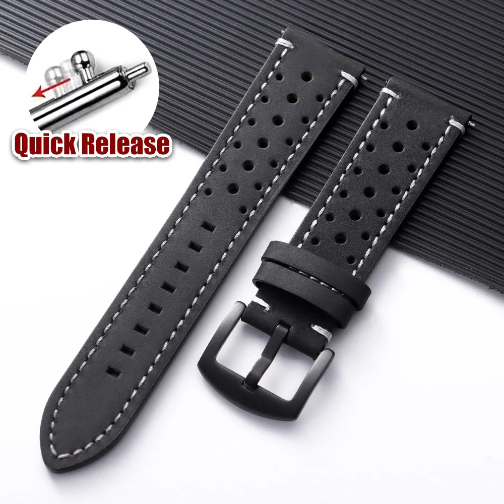 Motorola Moto Quick Release Leather Watch Band Breathable Vintage Strap