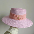 Summer Straw Hat 2024 New Flat Top French Straw Hat Elegant Women's Outdoor Vacation Sun Hat Summer Hat 모자 gorras beach