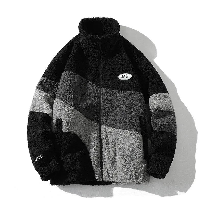 Men's Jacket Oversize Contrast Color Coat Warm Male Outwear Winter Parkas Jacket Men's Clothes Pi-Mart