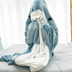 Shark Blanket Adult Cartoon Sleeping Bag Shark Onesie Sleeping Bag Pajama Hooded Warm Flannel Funny Homewear Winter Warm Blanket Lootquake LLC