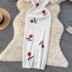 Crochet Dresses Knit Cut Out Dress Jurk Dames Beach Dresses for Women 2023 Short Sleevel Female Vestidos Mujer Maxi Long Dress