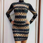 Striped Diamond Business Dress Vintage Classic Designer Clothing Stunning Party Streetwear  Sexy Beach Dress Women Clothing Lootquake LLC