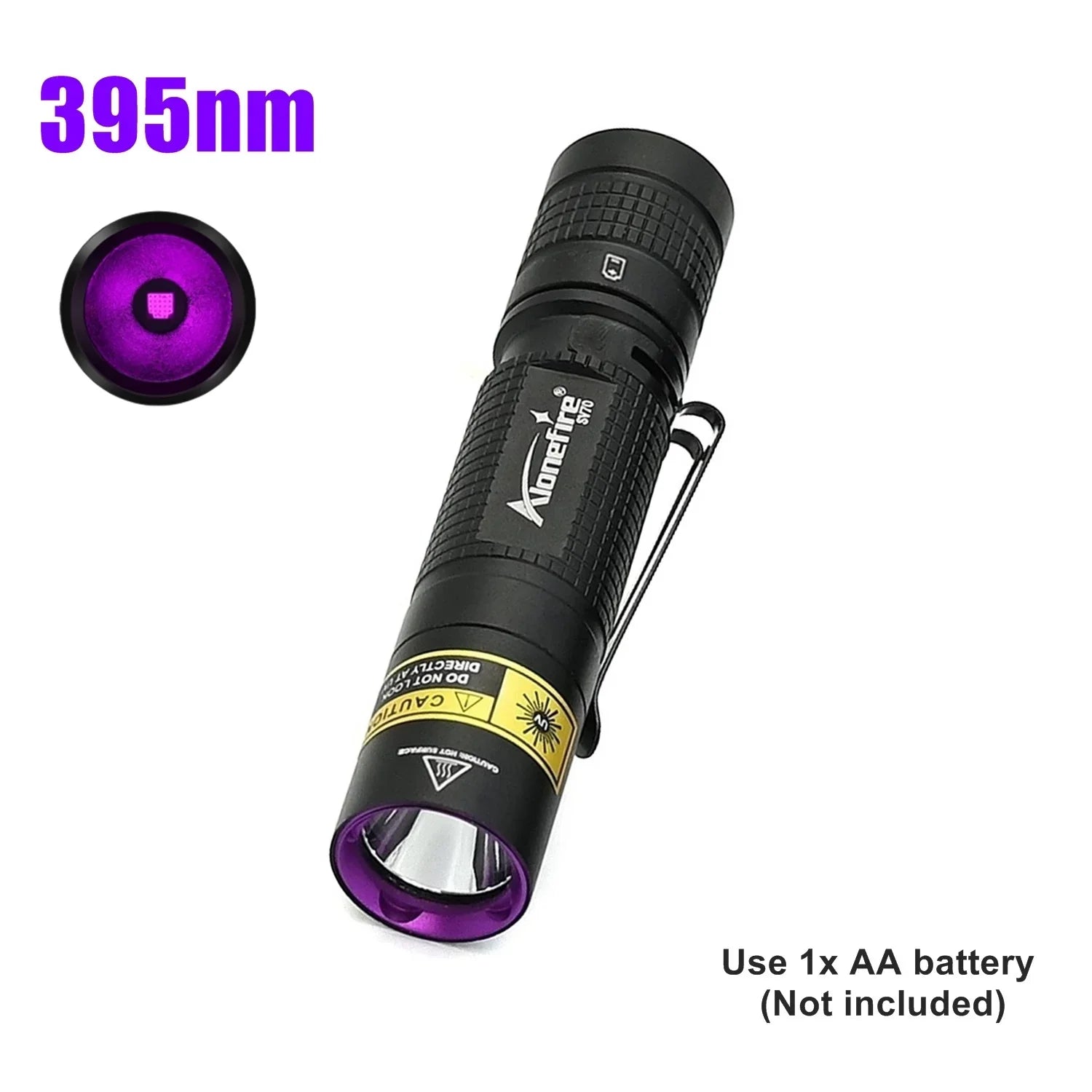 365nm/395nm Uv flashlight Invisible Blacklight Ultraviolet Torch PenLight Money Pet Stains Money Marker Checker Use AA battery Lootquake LLC