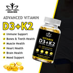 Vitamin D3 K2 Capsules Daily Supplement Natural Coconut Oil  Healthy Immune System Heart and Bones Vegetarian Supplements Lootquake LLC
