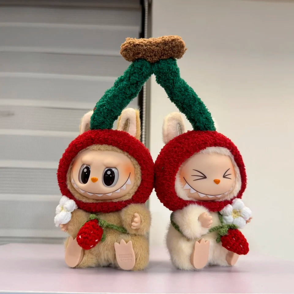 Labubu doll pendant, rubber doll clothes, rabubu v2v1 sitting party head cover hat heartbeat macaron 17cm 15CM Lootquake LLC