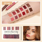 Luxury Matte Lip Gloss Set 12 Waterproof Shades Non Sticky Long Lasting Lipstick Kit For Daily Party Makeup Lootquake LLC