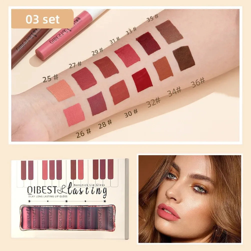 Luxury Matte Lip Gloss Set 12 Waterproof Shades Non Sticky Long Lasting Lipstick Kit For Daily Party Makeup Lootquake LLC