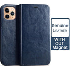 Brown Genuine Leather Flip Case For iPhone Luxury Wallet Card Cover For iPhone 14 13 Leather iPhone Case Kickstand Card Holder Flip Leather Wallet Phone Case Stevvex