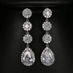 Minimalism Teardrop Round Zircon Long Dangle Earrings for Women 2021 Wedding Engagement Jewelry Bridal Drop Earrings Statement