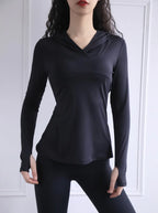 BreatheFit Women's Long Sleeve Yoga Hoodie Top THRIXINE