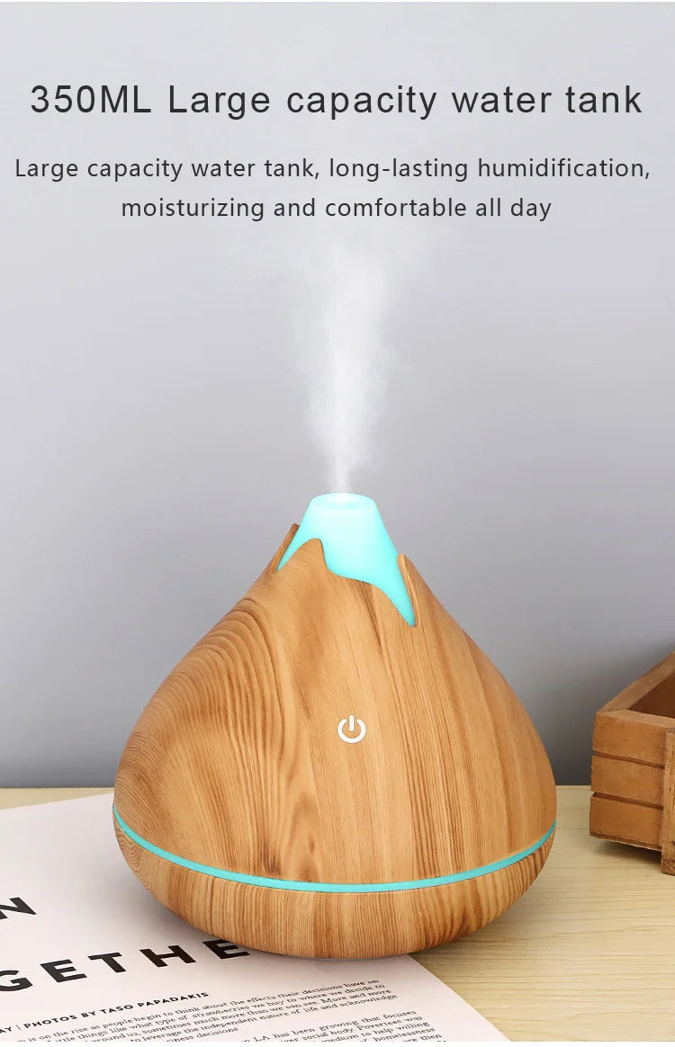 350ML USB aroma oil diffuser wood electric humidifier ultrasonic air humidifier mini aromatherapy LED light mist maker for home Lootquake LLC