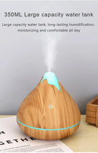 350ML USB aroma oil diffuser wood electric humidifier ultrasonic air humidifier mini aromatherapy LED light mist maker for home Lootquake LLC