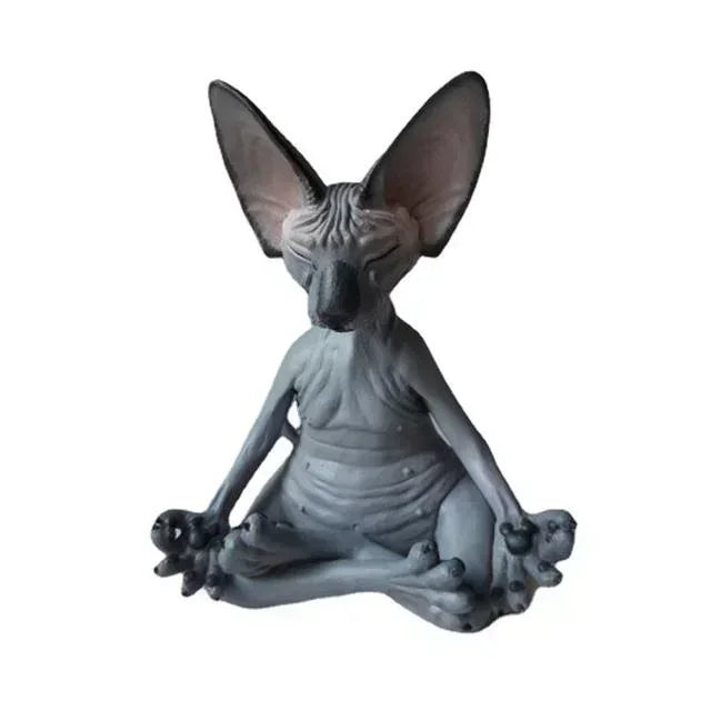 Sphinx Cat Buddha Statue - Meditation Yoga Sculpture for Garden Decor, Fantastical Art & Happy Cat Ornament Lootquake LLC