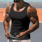 American Vest, Summer Europe And The United States Men Stretch Sports Gym Training, Tight Hurdle Sleeveless Top Solid Color Vest
